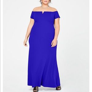 Calvin Klein Off the Shoulder Royal Blue Gown